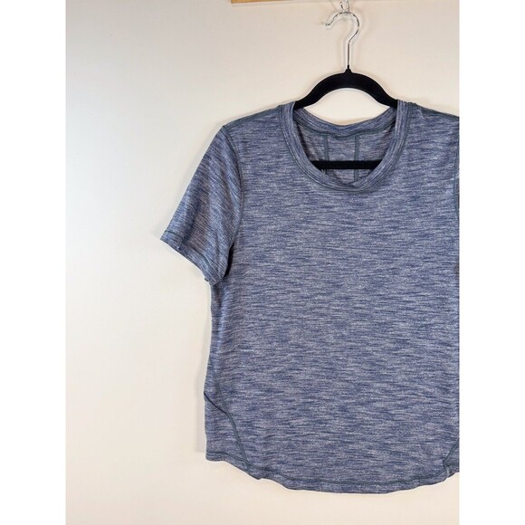 Lululemon Womens Top Gray Heather Long Distance Short Sleeve Athletic Tee Size 8 - Picture 5 of 9